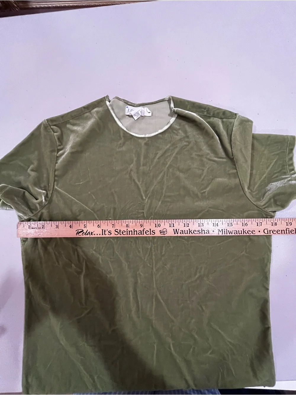 J. Crew Green Velvet Short Sleeve Tee
